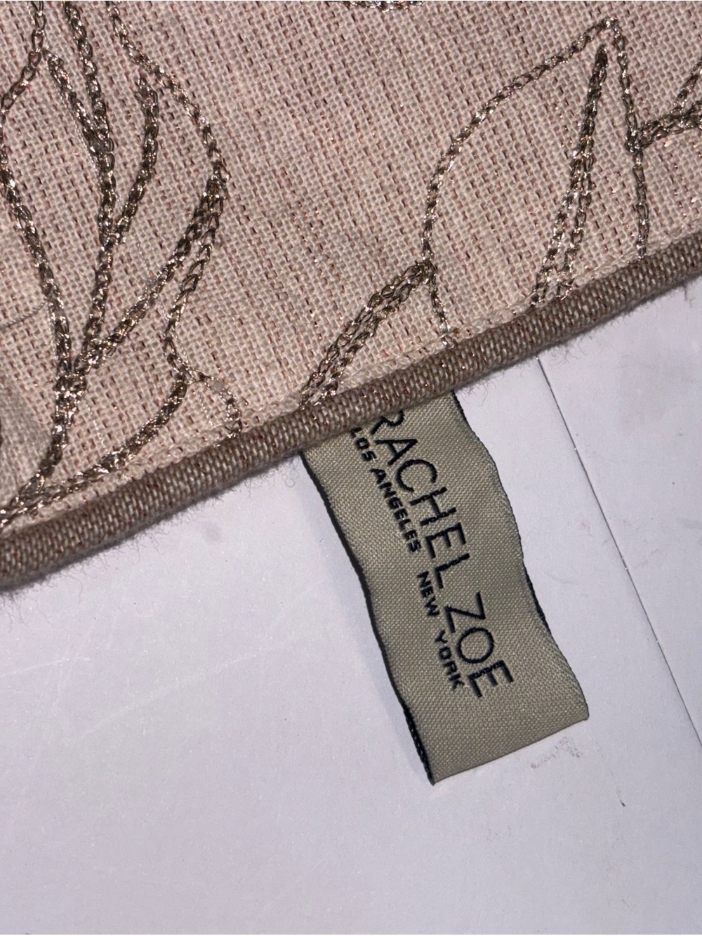 Rachel Zoe intricate botanical embroidery beige background delicate beads - Picture 5 of 10